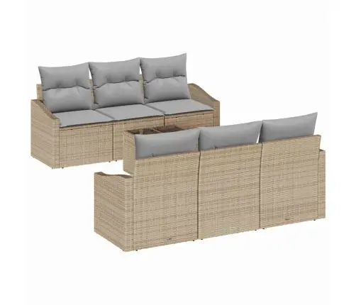 Sofos Komplektas Su Pagalve 7 Pcs Bežinė Ir Pilka Poliratanas