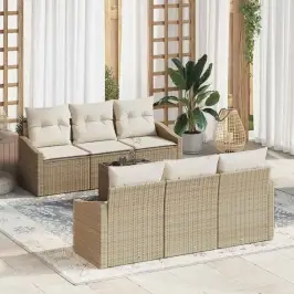 Dārza Dīvānu Komplekts 7 Pcs Bēšs Un Krēms 55 X 55 X 37 Cm Vidaxl