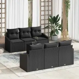 Dārza Dīvānu Komplekts Ar Spilvenu 7 Pcs Melna 55 X 55 X 37 Cm Vidaxl