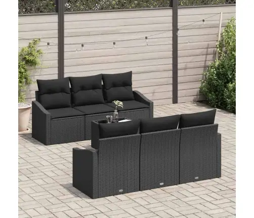 Diivanikomplekt Padjaga Ladustamisega 7 Pcs Must Polürotang