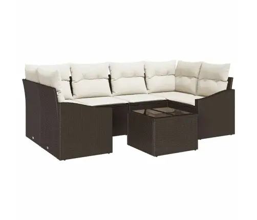 Diivanikomplekt Padjaga 7 Pcs Pruun Ja Kreem Polürotang