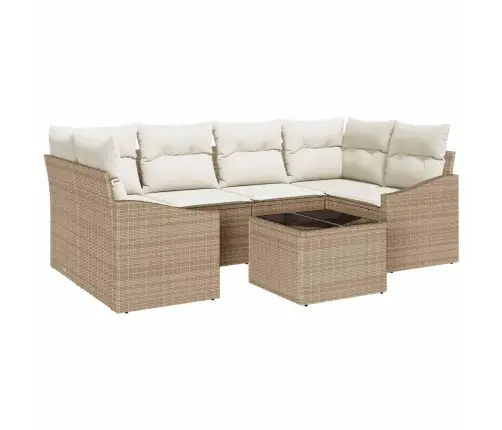 Dārza Dīvānu Komplekts 7 Pcs Bēšs Un Krēms 55 X 55 X 37 Cm Vidaxl