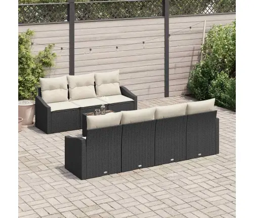 8 Daļīgs Dārza Galds Ar Spilveniem Melnā Polirasā Vidaxl