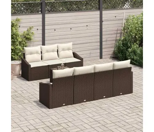 Diivanikomplekt Padjaga 8 Pcs Pruun Ja Kreem Polürotang