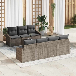 Dārza Dīvānu Komplekts Ar Spilvenu 8 Pcs Pelēka 55 X 55 X 37 Cm Vidaxl