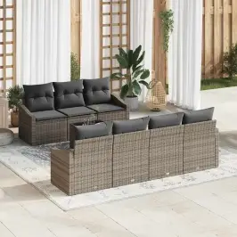 Dārza Dīvānu Komplekts Ar Spilvenu 8 Pcs Pelēka 55 X 55 X 37 Cm Vidaxl