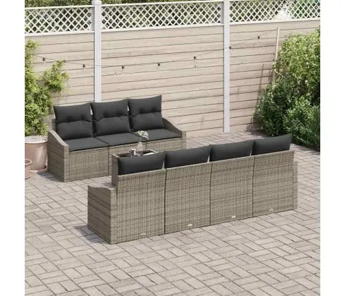 8 Daļu Dārza Galdiņš Ar Spilveniem Pelēkā Poliratanā Vidaxl