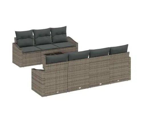 8 Daļu Dārza Galdiņš Ar Spilveniem Pelēkā Poliratanā Vidaxl