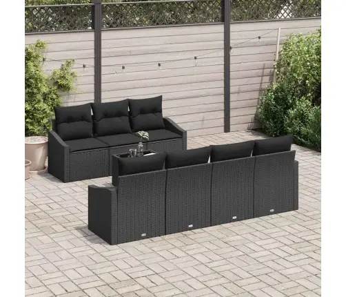 8 Daļu Dārza Galda Komplekts Ar Spilveniem Melnā Poliratanā Vidaxl