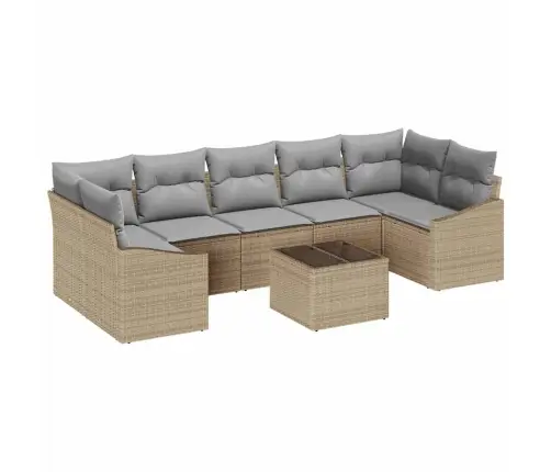 8 Daļu Dārza Dīvānu Komplekts Ar Bēšiem Spilveniem Vidaxl