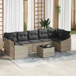 Dārza Dīvānu Komplekts 8 Pcs Gaiši Pelēks Un Tumši Pelēks Vidaxl