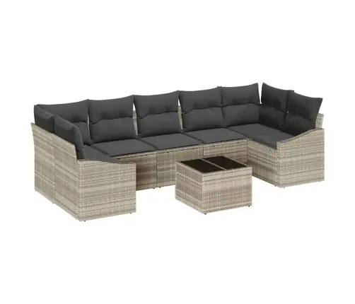 8 Daļu Dārza Dīvānu Komplekts Ar Spilveniem, Gaiši Pelēks, Poliratans Vidaxl