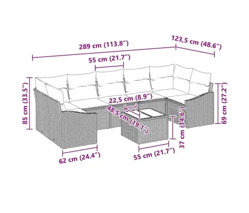 8 Daļu Dārza Dīvānu Komplekts Ar Spilveniem, Gaiši Pelēks, Poliratans Vidaxl