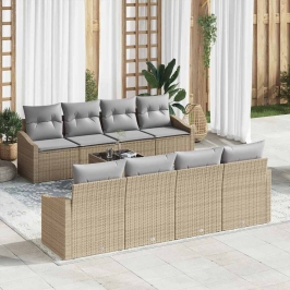 Dārza Dīvānu Komplekts 7 Pcs Bēšs Un Pelēks 55 X 55 X 37 Cm Vidaxl