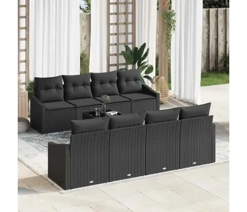 7 Gabalu Dārza Dīvānu Komplekts Ar Spilveniem, Melns, Poli Rotangpalmas Vidaxl