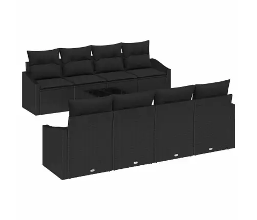 7 Gabalu Dārza Dīvānu Komplekts Ar Spilveniem, Melns, Poli Rotangpalmas Vidaxl