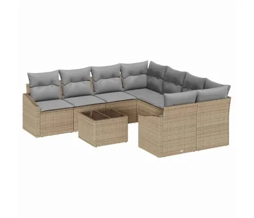Sodo Sofų Rinkinys 9 Pcs Bežinė Ir Pilka 55 X 55 X 37 Cm