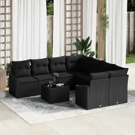 Dārza Dīvānu Komplekts Ar Spilvenu 9 Pcs Melna 55 X 55 X 37 Cm Vidaxl