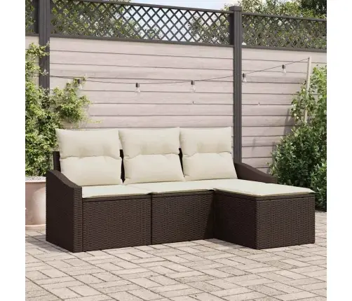 Sofos Komplektas 4 Pcs Ruda Ir Grietinėlė Poliratanas