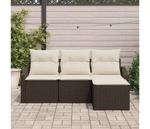 Sofos Komplektas 4 Pcs Ruda Ir Grietinėlė Poliratanas