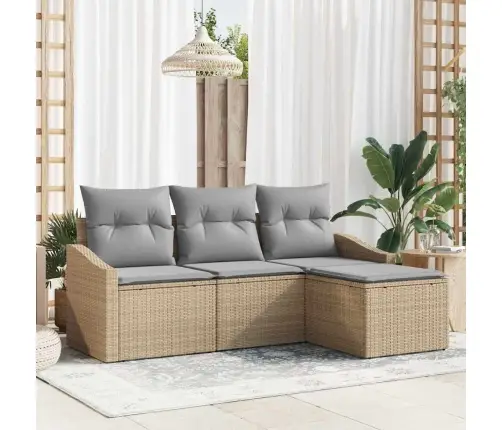 4 Daļu Dārza Dīvānu Komplekts Ar Bēša Poliratanā Spilveniem Vidaxl 4 Daļu Dārza Dīvānu Komplekts Ar Bēša Poliratanā Spilveniem Vidaxl