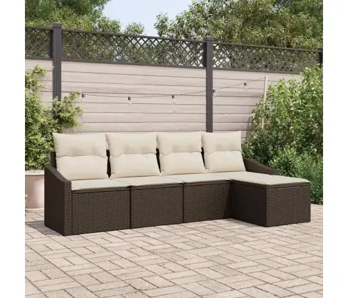 Diivanikomplekt Padjaga 5 Pcs Pruun Ja Kreem Polürotang