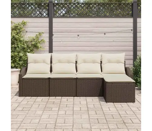 Diivanikomplekt Padjaga 5 Pcs Pruun Ja Kreem Polürotang