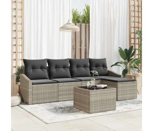 Sodo Valgomojo Komplektas Su Pagalve 6 Pcs Šviesiai Pilka