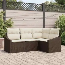 Sodo Valgomojo Komplektas Su Pagalve 4 Pcs Ruda Ir Grietinėlė