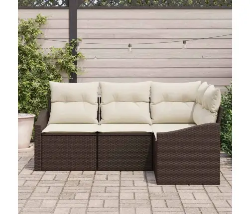 4 Daļu Dārza Ēdamgalds Ar Spilveniem Brūnā Poliritanā Vidaxl