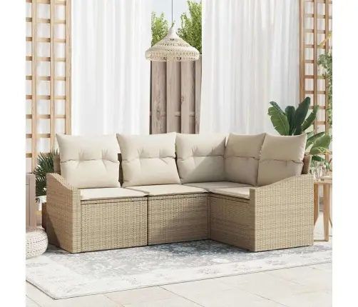 4 Daļu Dārza Ēdamistabas Komplekts Ar Bēšām Spilveniem Vidaxl