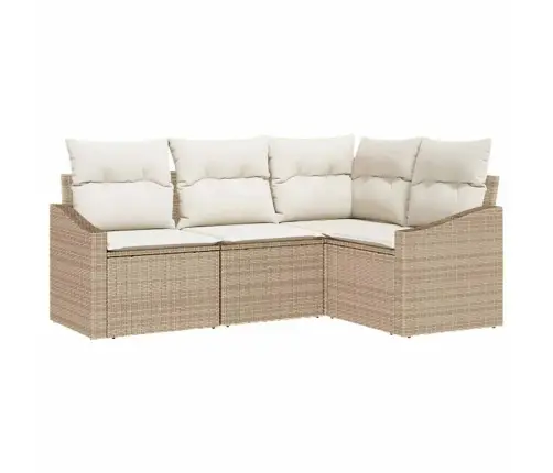 4 Daļu Dārza Ēdamistabas Komplekts Ar Bēšām Spilveniem Vidaxl