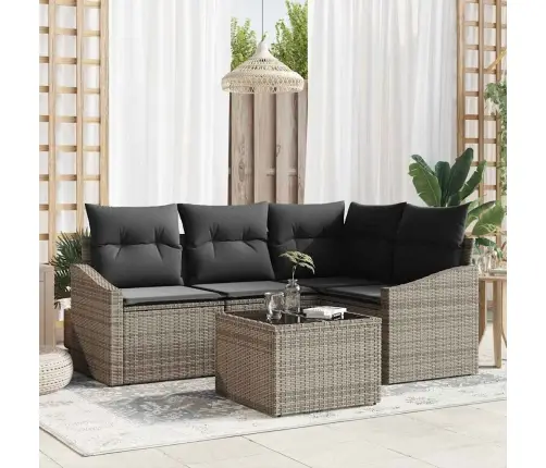 Dārza Ēdamgalds Ar Spilvenu Ar Uzglabāšanu 5 Pcs Gaiši Pelēks Vidaxl