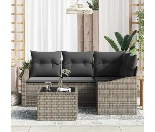 Dārza Ēdamgalds Ar Spilvenu Ar Uzglabāšanu 5 Pcs Gaiši Pelēks Vidaxl