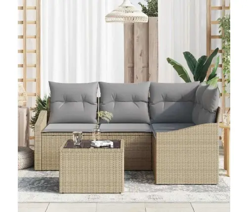 Dīvānu Komplekts 5 Pcs Bēša Un Gaiši Pelēka Poliratāns Vidaxl