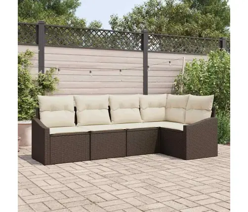 Diivanikomplekt Padjaga 5 Pcs Pruun Ja Kreem Polürotang