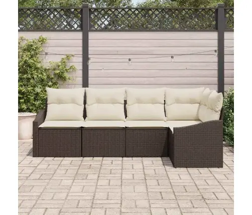 Diivanikomplekt Padjaga 5 Pcs Pruun Ja Kreem Polürotang