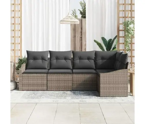 5 Gabalu Dārza Pusdienu Komplekts Ar Spilveniem Pelēks Poliratanam Vidaxl