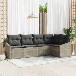 Dārza Ēdamgalds Ar Spilvenu Ar Uzglabāšanu 5 Pcs Gaiši Pelēks Vidaxl