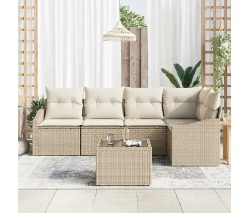 6 Daļīgs Dārza Ēdamgalds Ar Spilveniem Brūnā Poli Rotangpalma Vidaxl