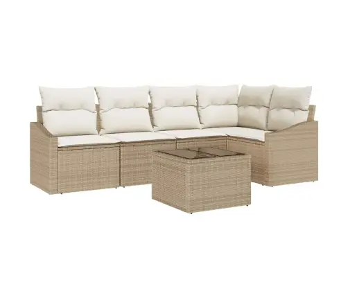 6 Daļīgs Dārza Ēdamgalds Ar Spilveniem Brūnā Poli Rotangpalma Vidaxl