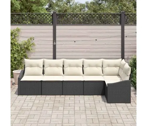 6 Daļu Dārza Ēdamgalda Komplekts Ar Spilveniem Melnā Polietilēna Rotangpalma Vidaxl