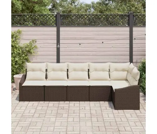 Diivanikomplekt Padjaga 6 Pcs Pruun Ja Kreem Polürotang