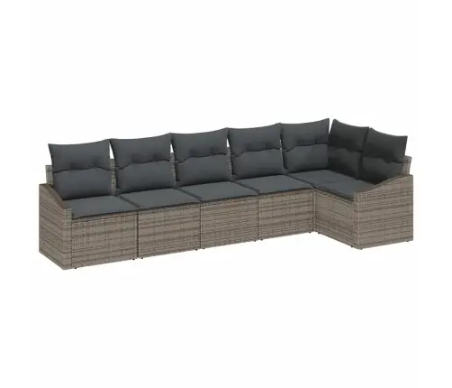 Sodo Sofų Rinkinys Su Pagalve 6 Pcs Pilka Poliratanas