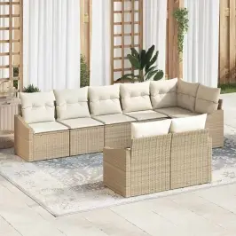 Dārza Ēdamgalds Ar Spilvenu Ar Uzglabāšanu 8 Pcs Bēšs Un Krēms Vidaxl