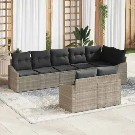 Sodo Valgomojo Komplektas Su Pagalve 8 Pcs Šviesiai Pilka