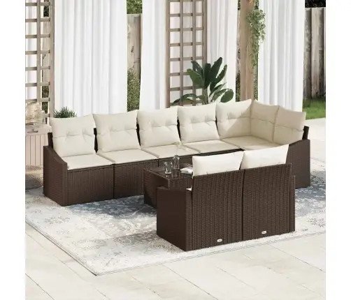 8 Daļu Dārza Ēdamgalds Ar Spilveniem Pelēks Poliratan Vidaxl