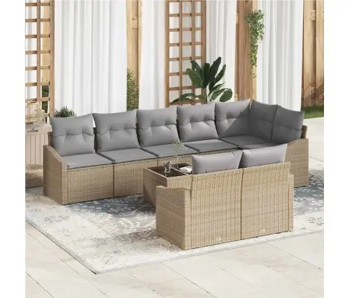 Aia Diivanikomplekt Padjaga 9 Pcs Beež Ja Heledhall Polürotang