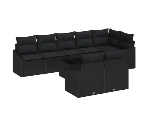 Dārza Dīvānu Komplekts Ar Spilvenu 9 Pcs Melna Poliratāns Vidaxl