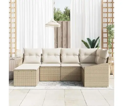 Sodo Valgomojo Komplektas Su Pagalve 6 Pcs Bežinė Ir Kreminė